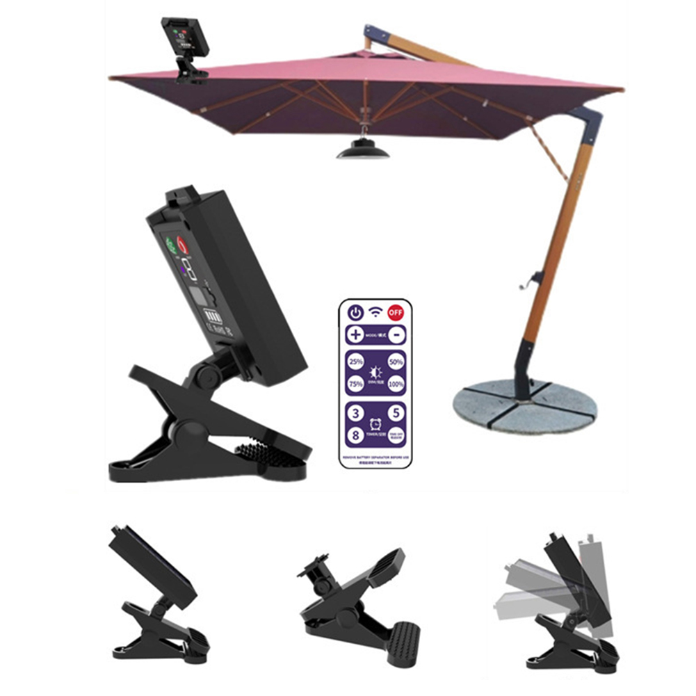 Umbrella Led Clip - Solar-Terrassenschirmleuchte mit Fernbedienung, LED-Schirmbeleuchtung, IP65 Wasserdicht,