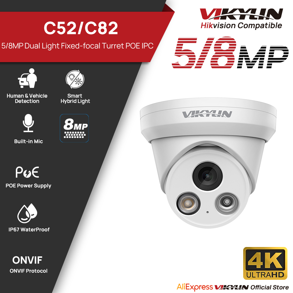 Outdoor Lighting Under Roof - VIKYLIN 5/8MP 4K IP-Kamera mit Dual-Licht,