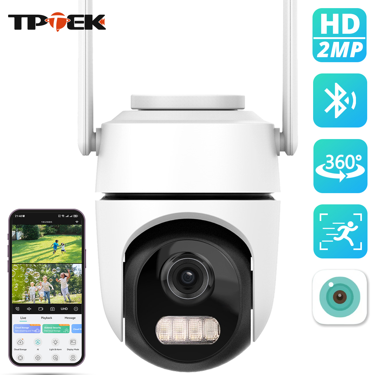Outdoor Lighting Under Roof - 2MP 1080P WiFi PTZ-Überwachungskamera, Dual-Light-Nachtsicht, ICSee,