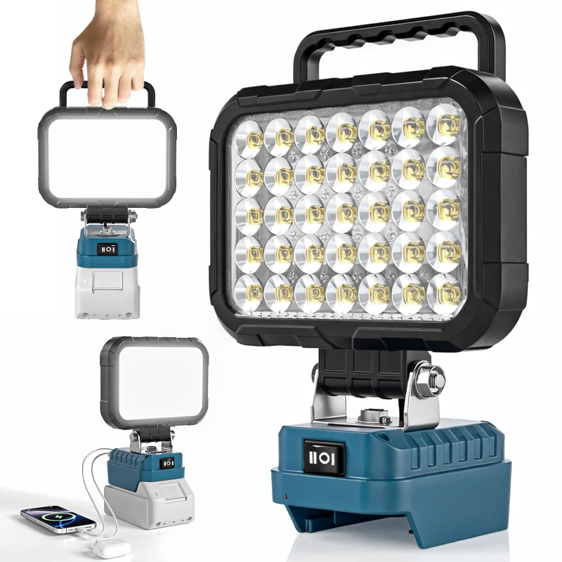 Outdoor Lighting Milwaukee - Kabelloses Baustellen-Flutlicht, tragbare LED-Arbeitsleuchte, Outdoor-Taschenlampe für