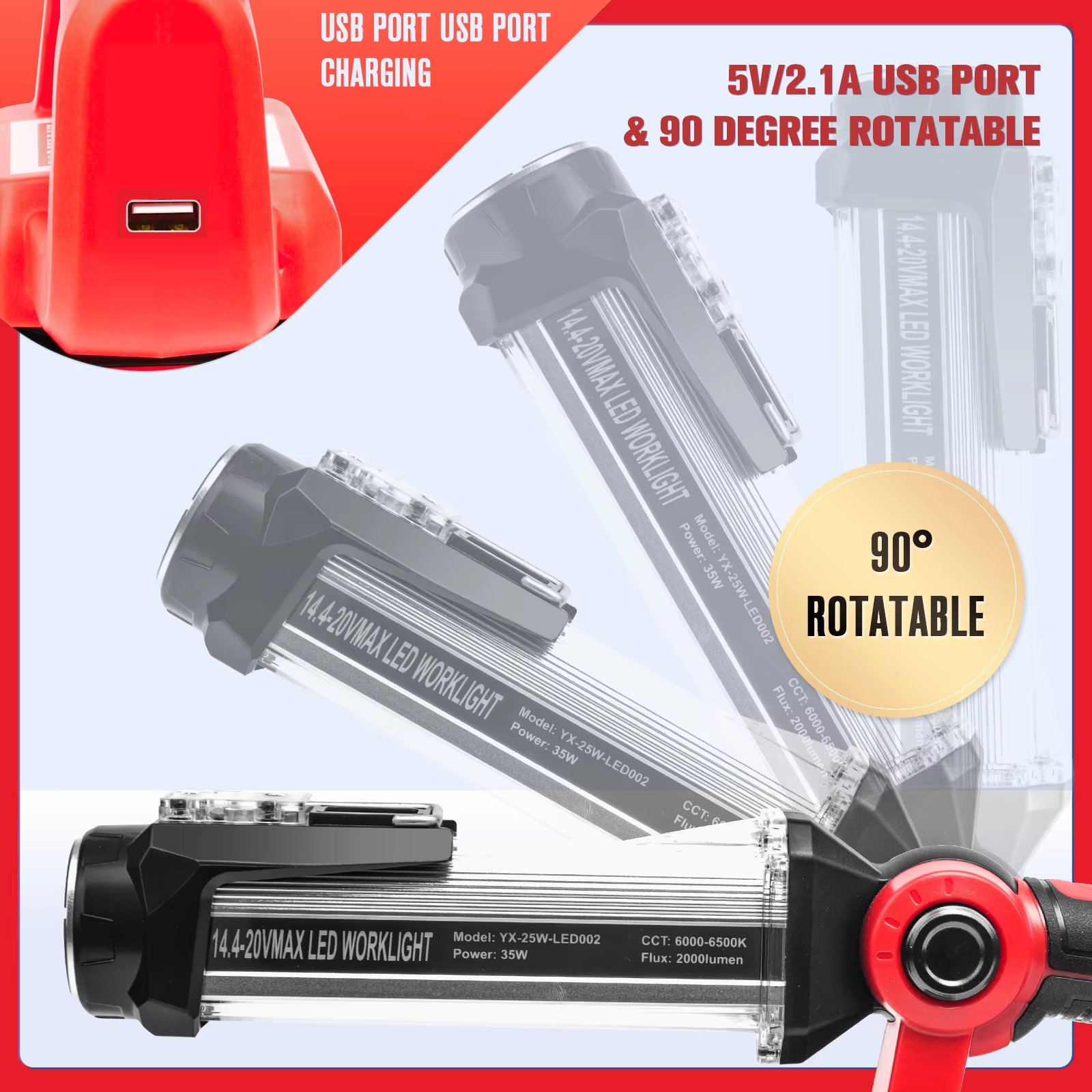 35W 2000LM Kabellose LED-Arbei – Outdoor Lighting Milwaukee Bewertung und Preis